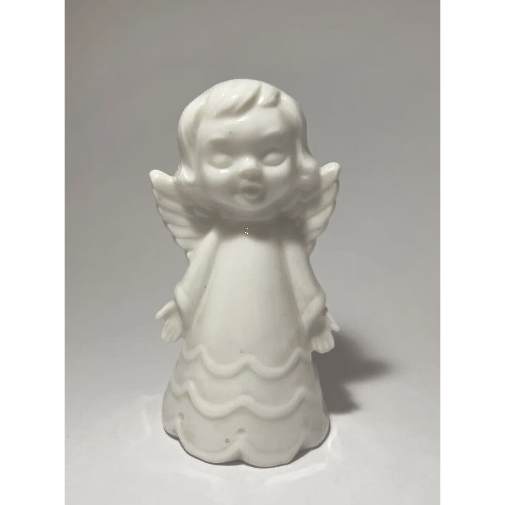 Vintage Angel Figurine Girl Singing Ceramics Christmas White  Light Japan